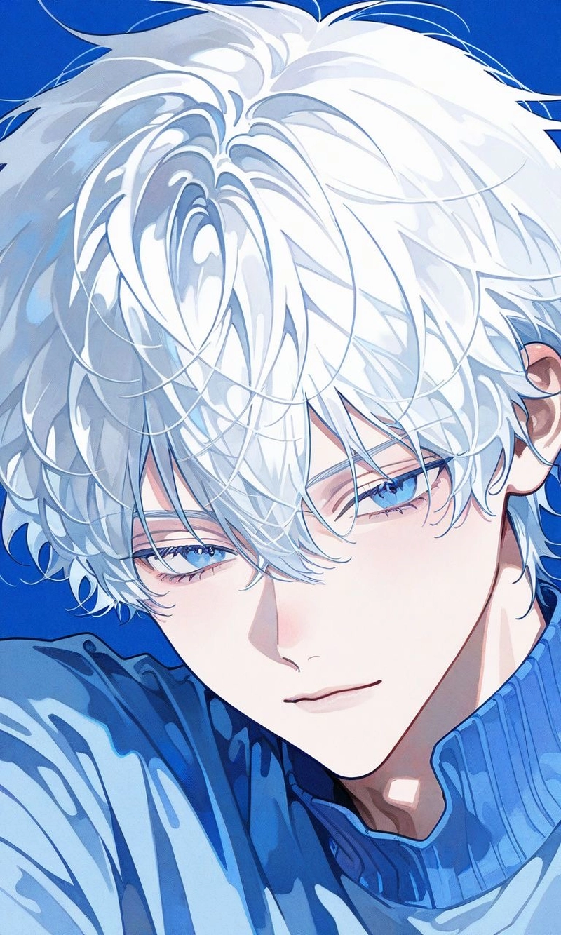 hình anime nam tóc trắng phong cách chiến binh mạnh mẽ