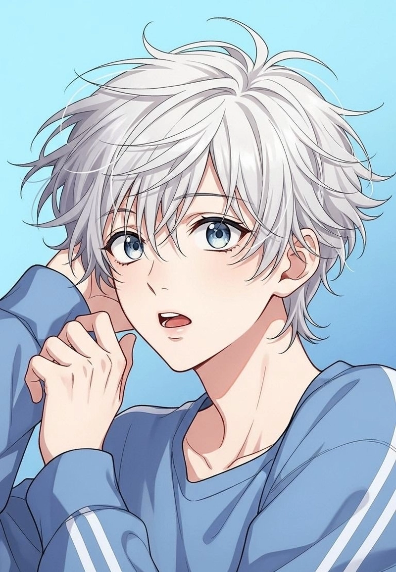 hình anime nam tóc trắng phong cách hiện đại đẹp