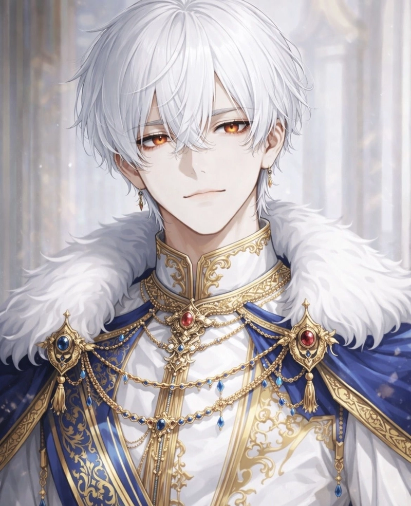 hình anime nam tóc trắng trong khung cảnh đẹp