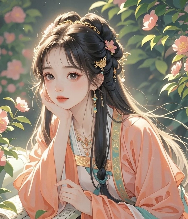 hình anime nữ cổ trang phong cách thanh lịch tinh tế