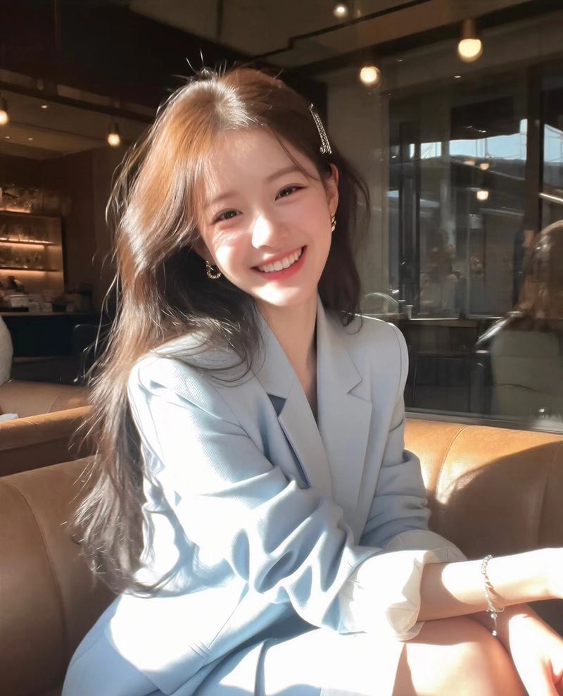 hình gái xinh cười duyên dáng với gương mặt xinh