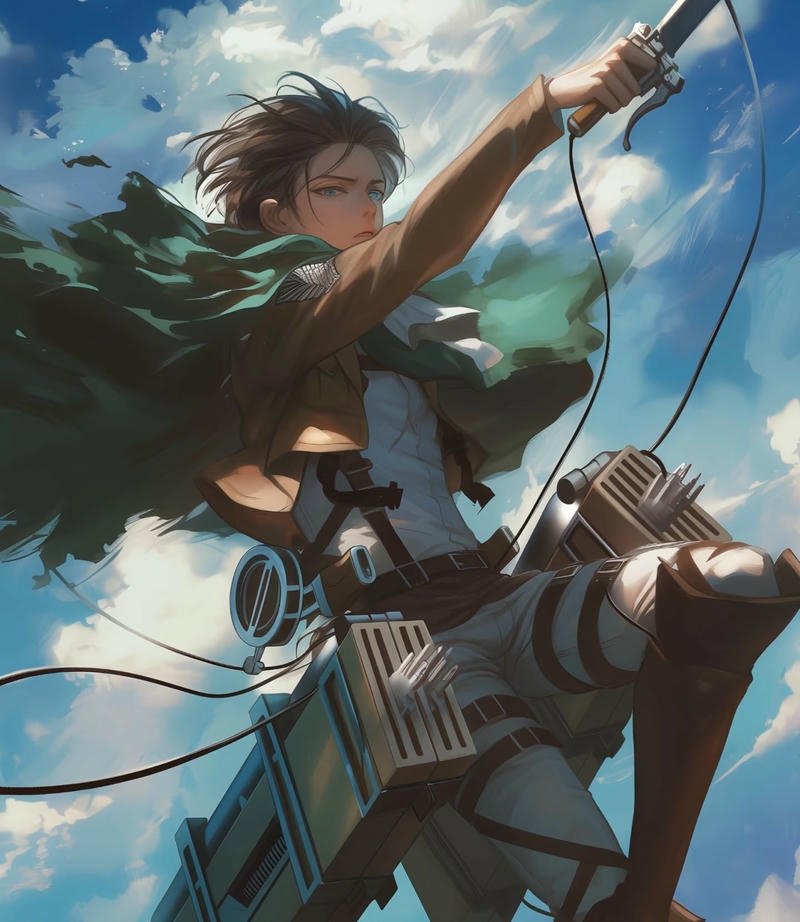Ảnh Levi Ackerman anime trong không gian hành động