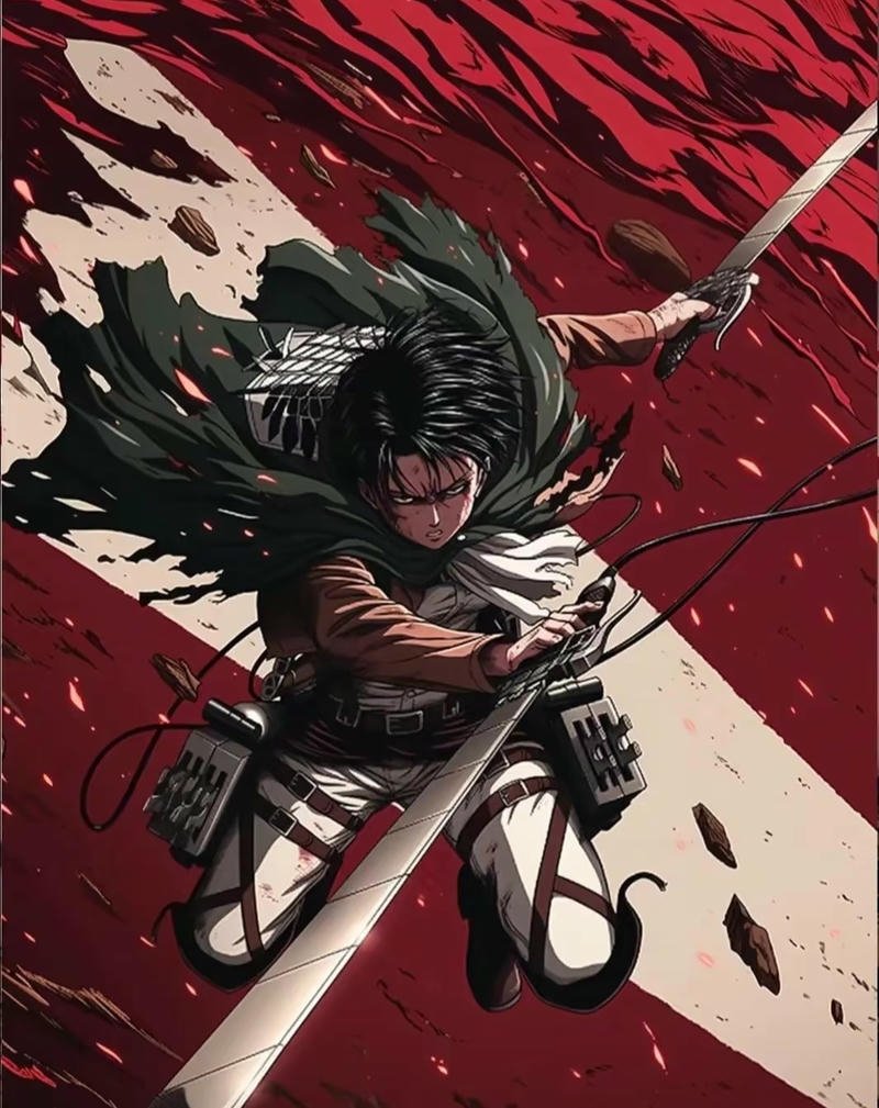 Ảnh Levi Ackerman anime trong trận chiến gay cấn