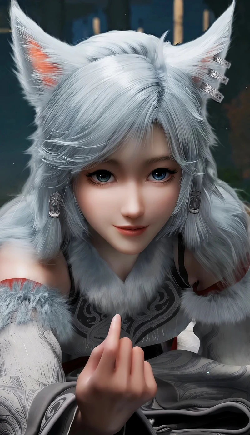 Ảnh Ngân Nguyệt hồ ly chín đuôi phong cách fantasy cực kỳ nổi bật