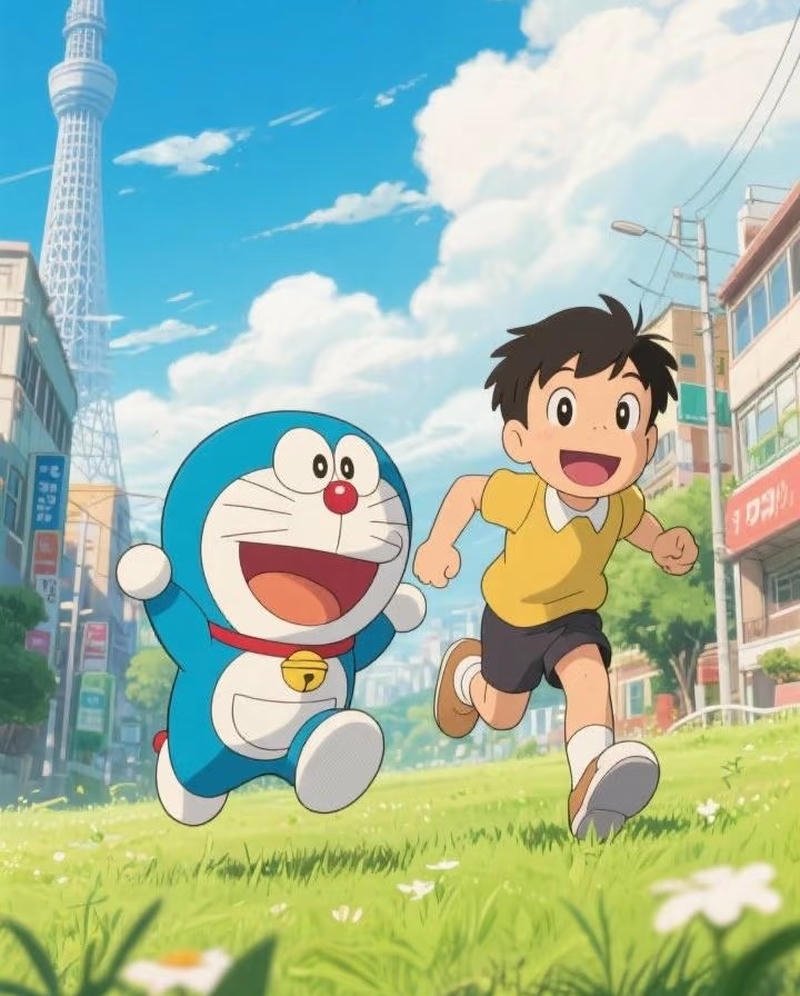 Ảnh Nobita anime trong không gian đơn giản