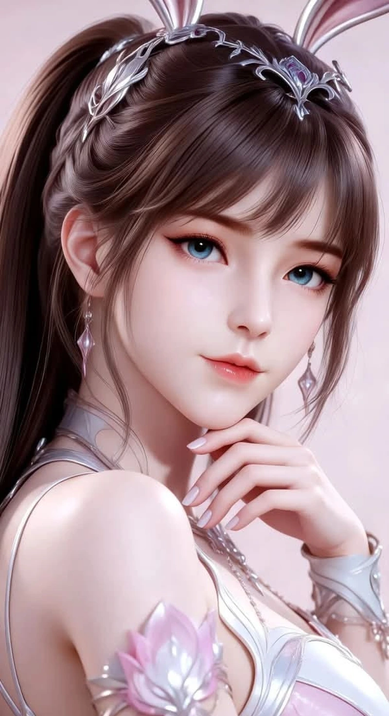 Ảnh Tiểu Vũ dịu dàng với mái tóc hồng nổi bật đầy cuốn hút