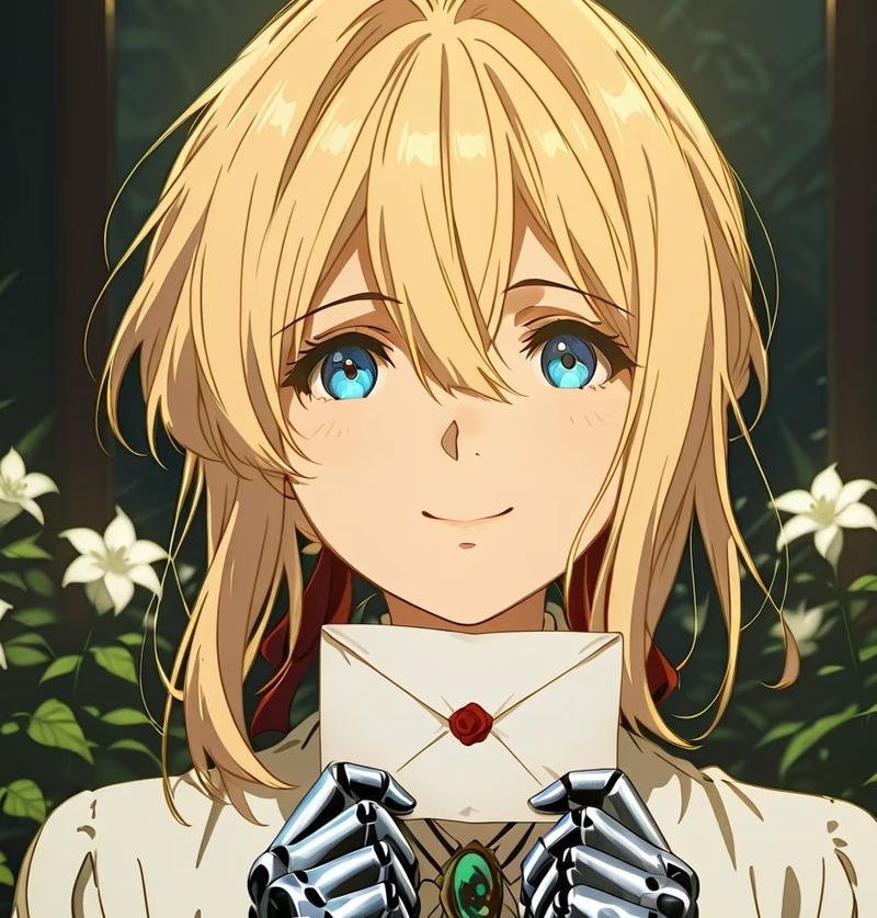 Ảnh Violet Evergarden anime với thần thái dịu dàng