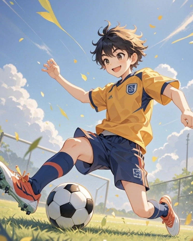 Ảnh anime bóng đá cùng cú đá xoáy uy lực mạnh