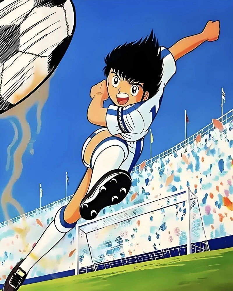 Ảnh anime bóng đá với pha rê bóng cực kỳ điêu luyện