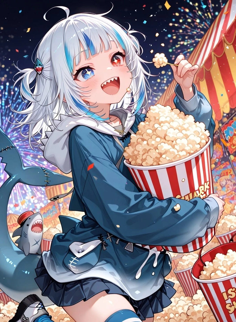 Ảnh anime cá mập dễ thương với màu sắc sáng