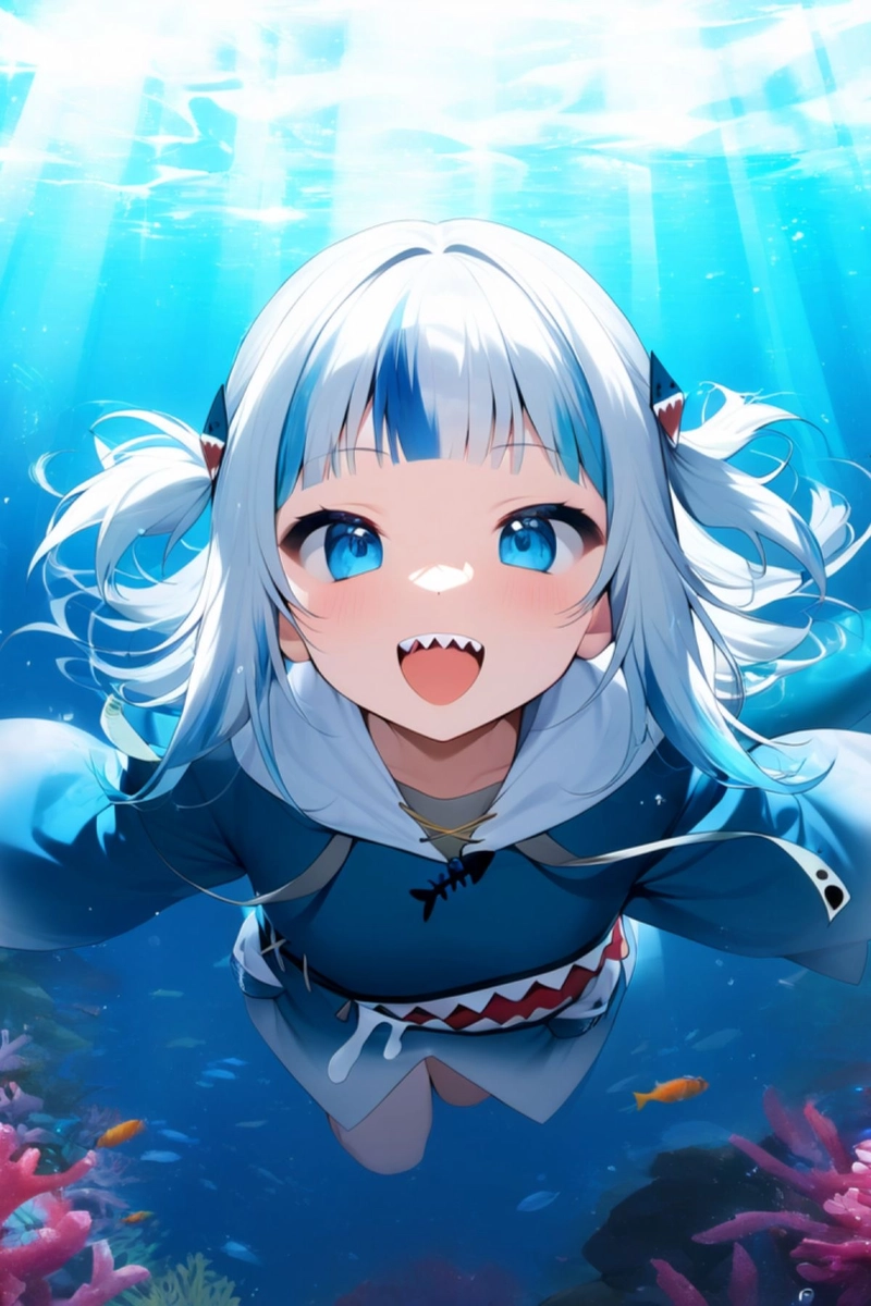 Ảnh anime cá mập phong cách kawaii đáng yêu