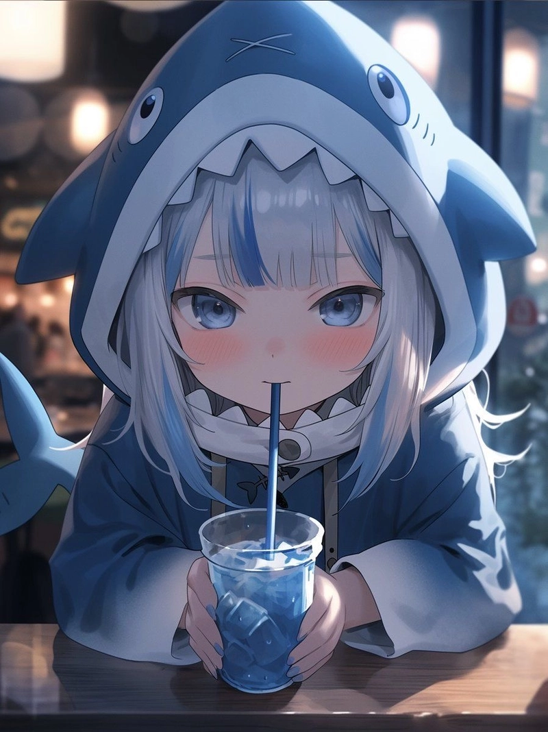 Ảnh anime cá mập phong cách nhẹ nhàng dễ thương