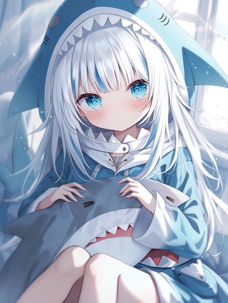 Ảnh anime cá mập với biểu cảm đáng yêu