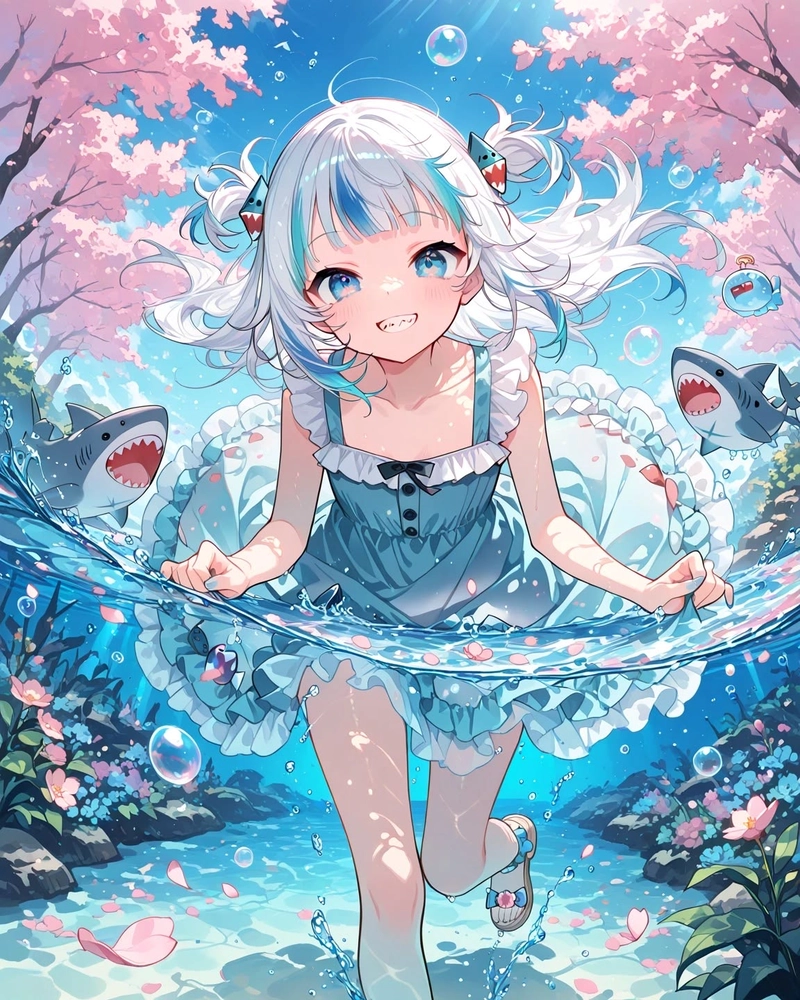 Ảnh anime cá mập với nét đáng yêu cuốn hút