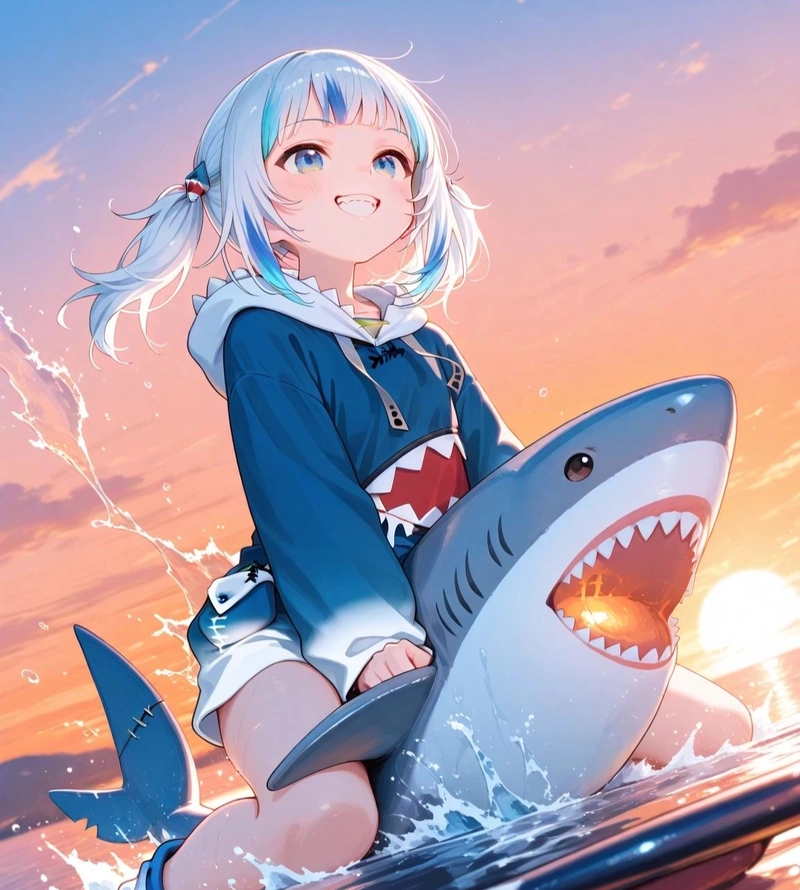 Ảnh anime cá mập với nét ngộ nghĩnh