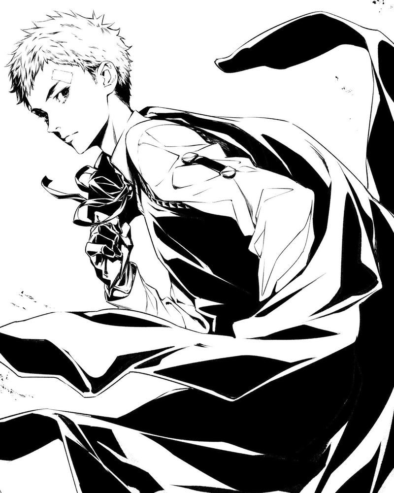 Ảnh anime không màu ánh mắt sắc lạnh rất sâu lắng