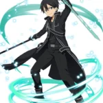 Ảnh anime kirito cầm kiếm sắc bén đầy uy lực