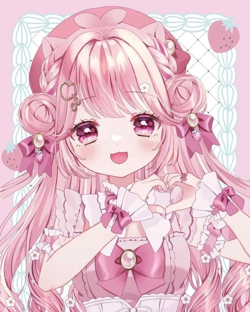 Ảnh anime màu hồng mang cảm giác ngây thơ đầy cuốn hút