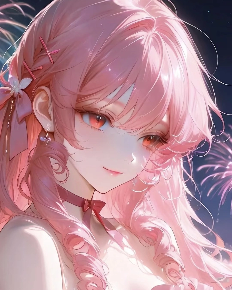 Ảnh anime màu hồng nhân vật mang khí chất dịu dàng riêng