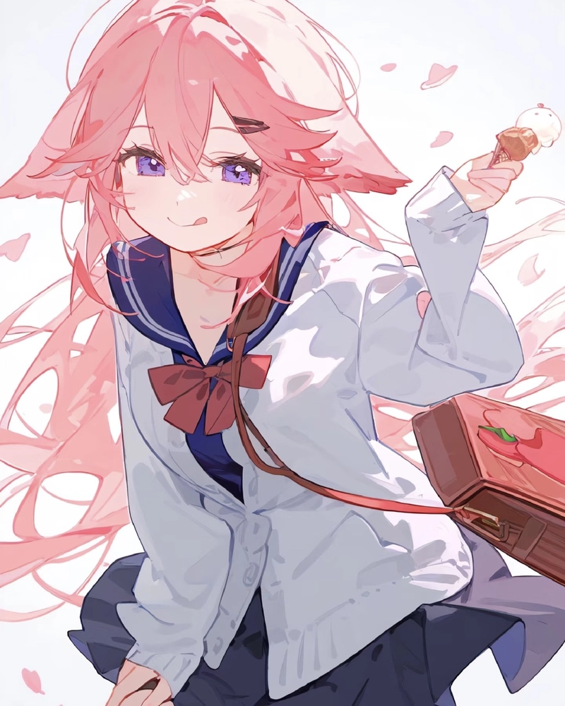 Ảnh anime màu hồng nhân vật mang vẻ đẹp đáng yêu riêng