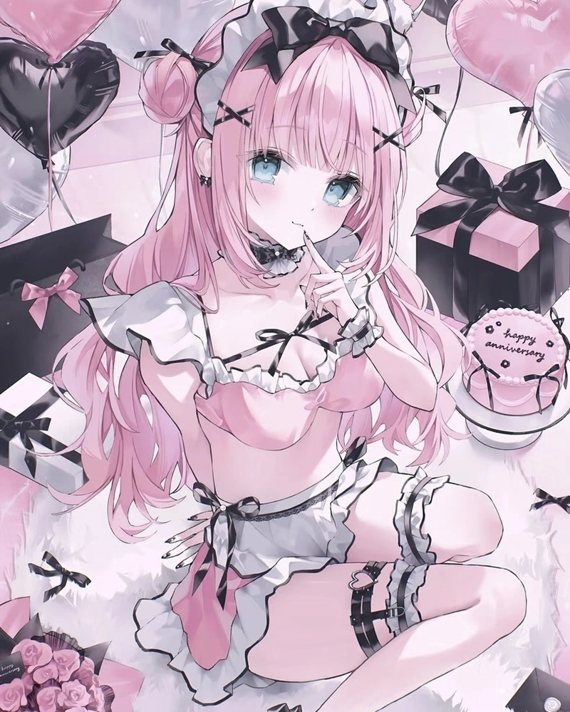 Ảnh anime màu hồng sắc ngọt tạo ấn tượng dễ thương