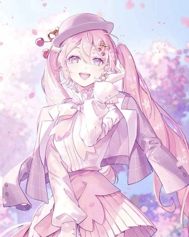 Ảnh anime màu hồng sắc pastel hòa cùng vẻ đẹp mơ màng