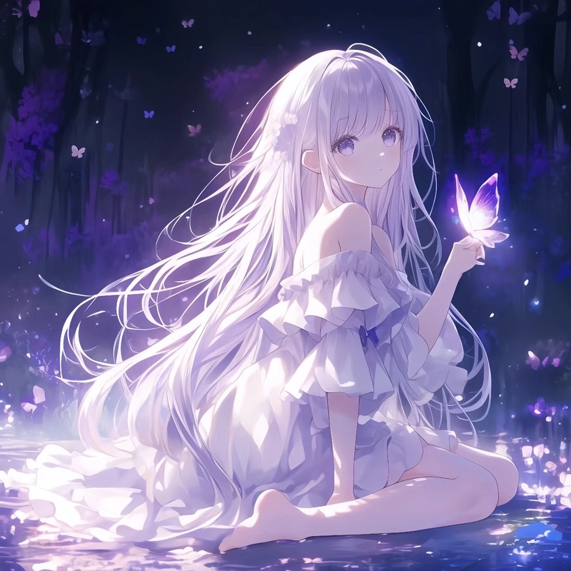 Ảnh anime màu tím mang cảm giác huyền bí đầy cuốn hút