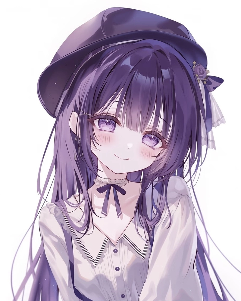 Ảnh anime màu tím nhân vật mang vẻ đẹp quyến rũ riêng
