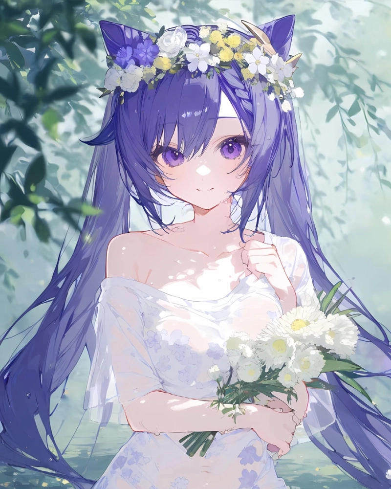 Ảnh anime màu tím nhân vật mang vẻ đẹp thanh tao