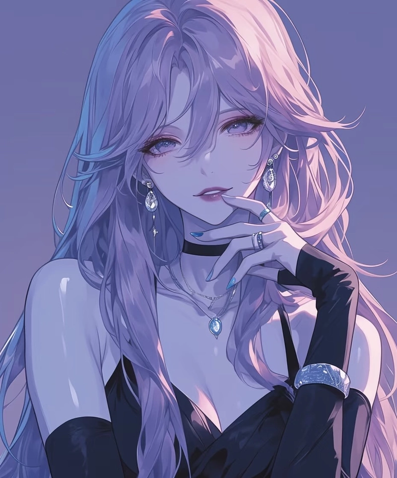 Ảnh anime màu tím tông lạnh nổi bật đầy nghệ thuật