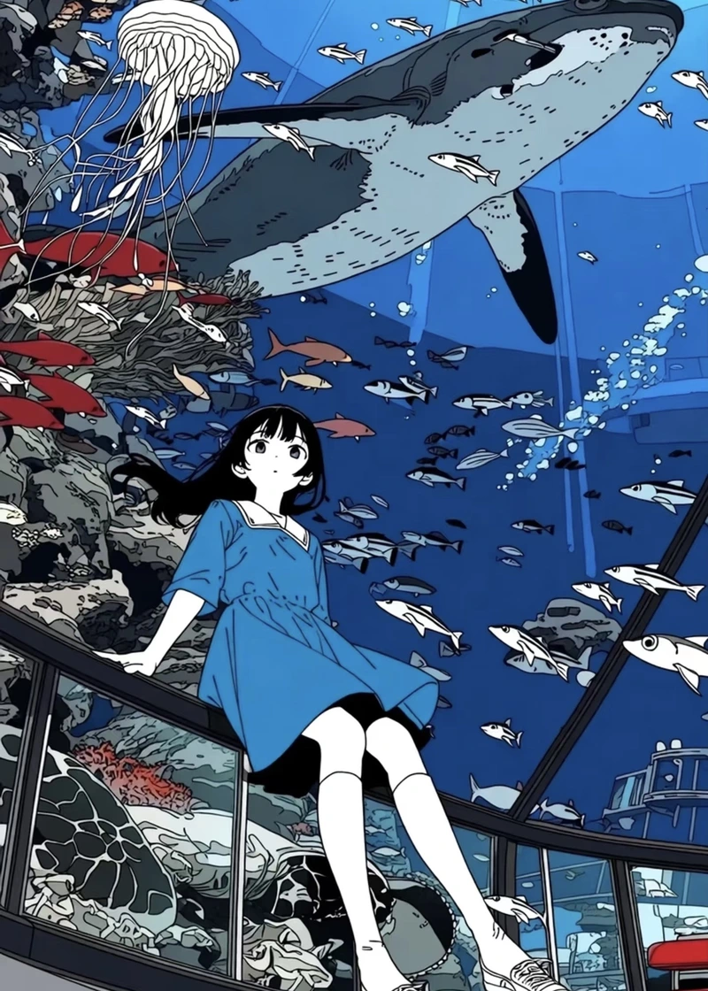 Ảnh anime màu xanh dương mang cảm giác lạnh nhưng thư thái