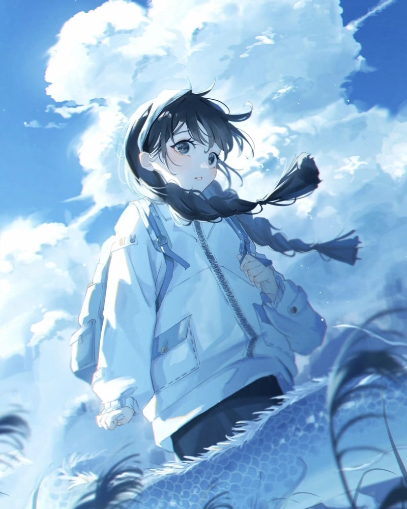 Ảnh anime màu xanh dương nhân vật mang thần thái cuốn hút
