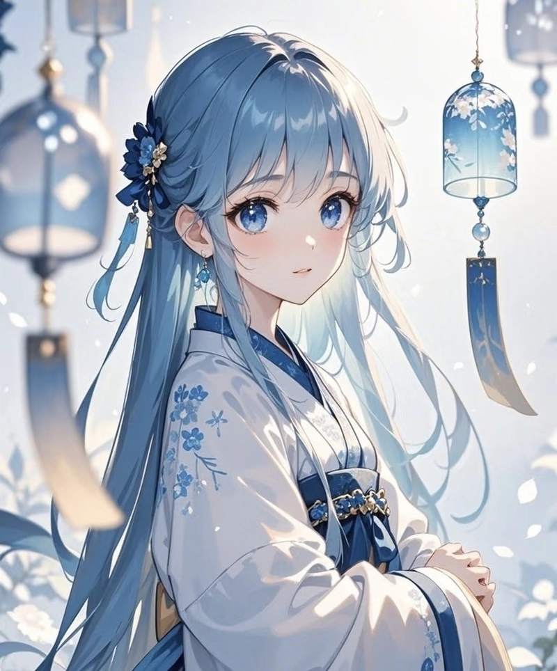 Ảnh anime màu xanh dương sắc lam đậm cực kỳ thu hút