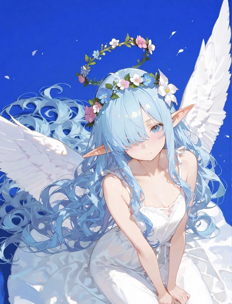 Ảnh anime màu xanh dương sắc lạnh hòa cùng nét dịu dàng