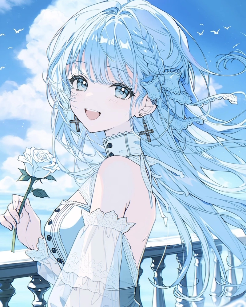 Ảnh anime màu xanh dương sắc xanh nổi rõ đầy cuốn hút