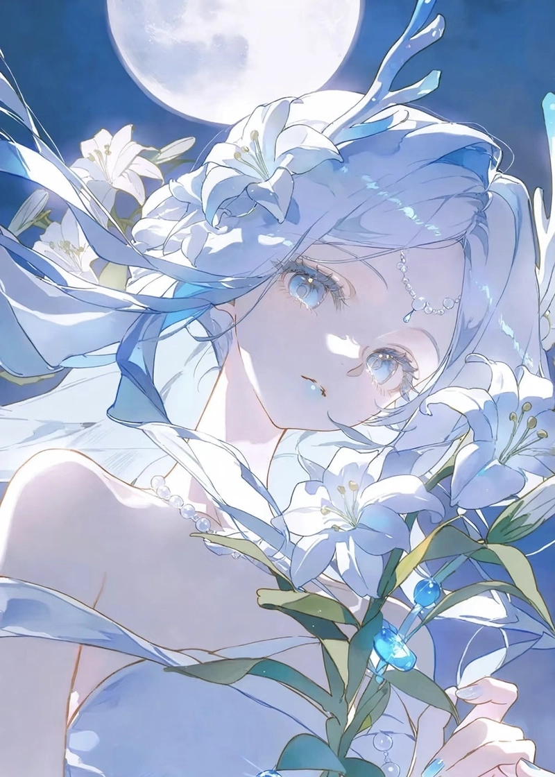 Ảnh anime màu xanh dương tông lam nổi bật đầy nghệ thuật