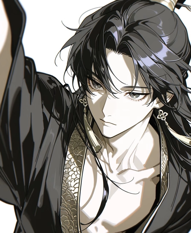 Ảnh anime nam cổ trang với dáng đứng mạnh mẽ cuốn mắt