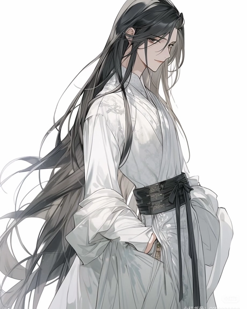 Ảnh anime nam cổ trang với y phục xanh mang nét tao nhã