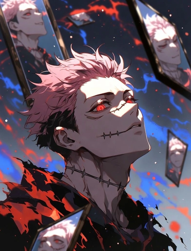 Ảnh anime sukuna trong không gian huyền bí tối