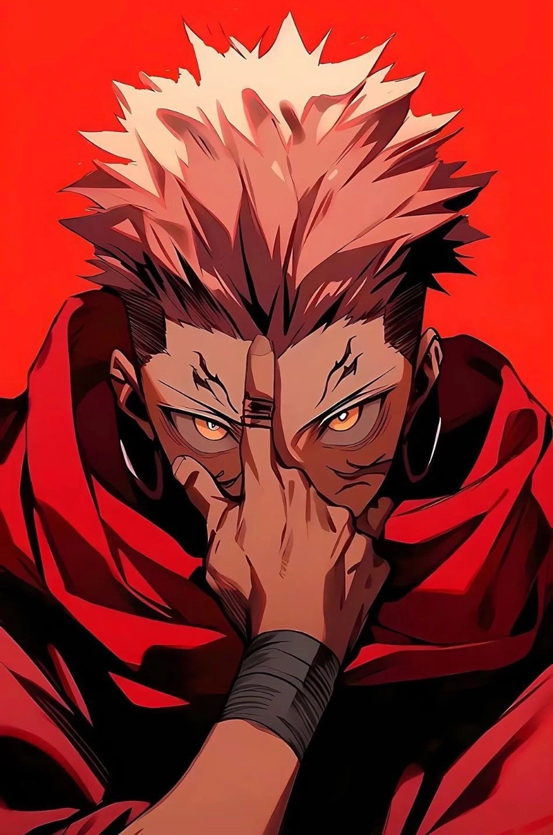 Ảnh anime sukuna với biểu cảm lạnh lùng mạnh mẽ