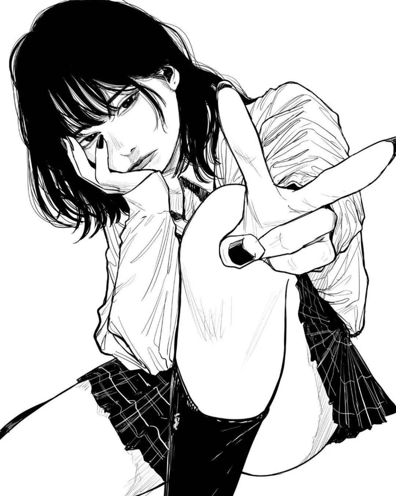 Ảnh anime trắng đen ánh mắt xa cách rất cuốn hút