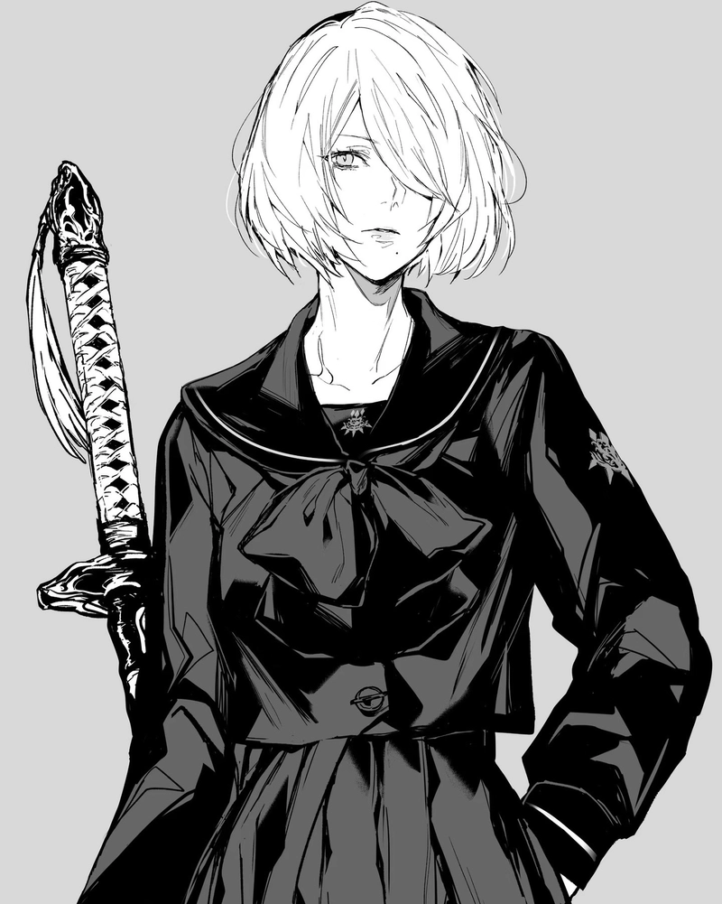 Ảnh anime trắng đen mang nét bí hiểm đầy ma mị