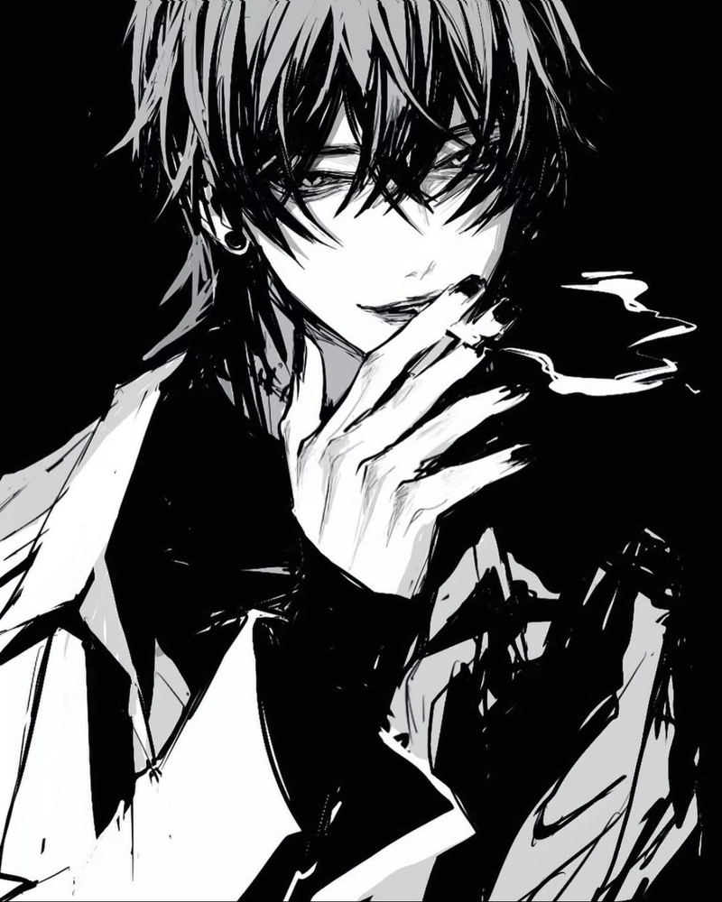 Ảnh anime trắng đen mang nét cô đơn đầy suy nghĩ