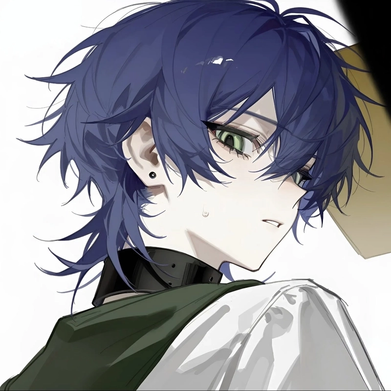Ảnh avatar anime nam với mái tóc xanh cực kỳ nổi bật
