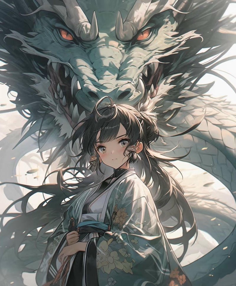 Ảnh rồng anime trong không gian huyền bí