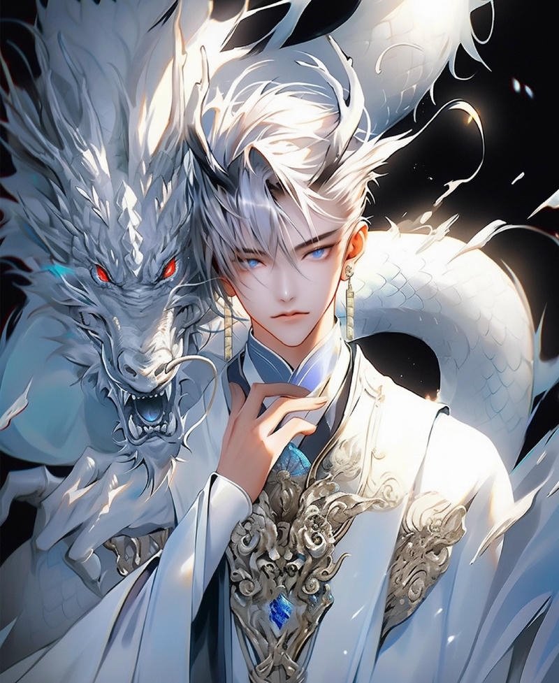 Ảnh rồng anime với ánh nhìn dữ dội