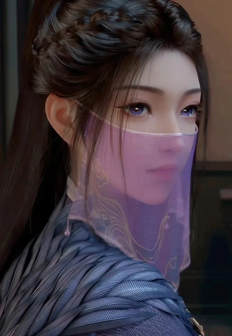 Anime Tử Linh phong cách nữ chiến binh tóc tím lạnh lùng