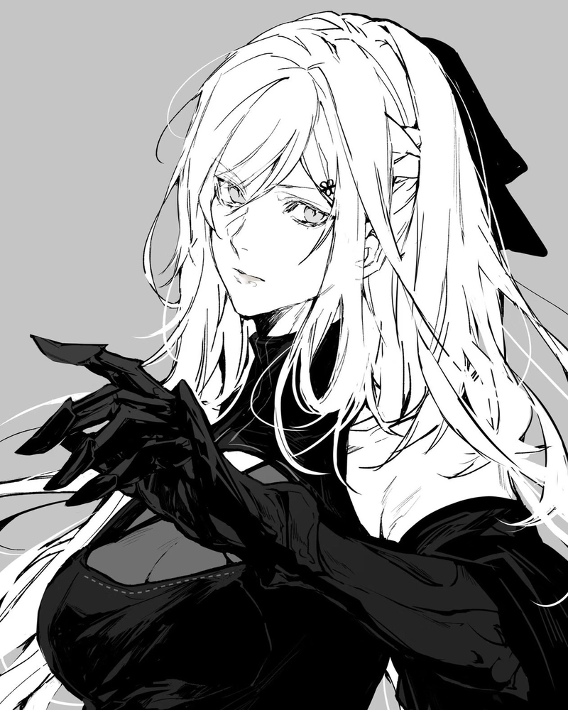 Anime trắng đen ánh mắt lạnh mang nét khó đoán
