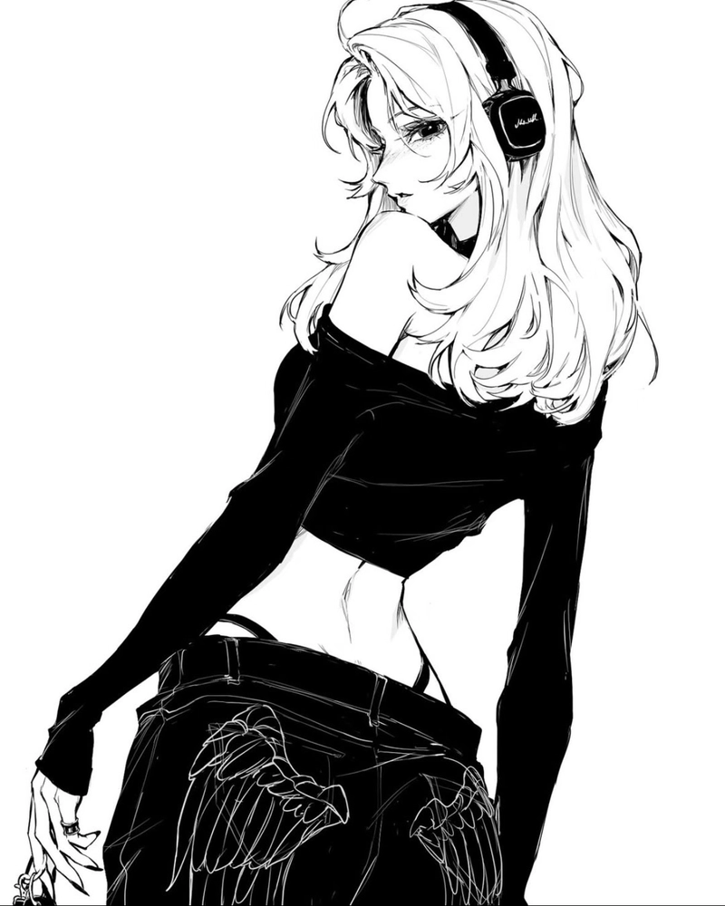 Anime trắng đen tạo cảm giác lạnh giữa không gian tối