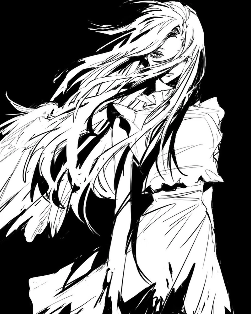 Anime trắng đen vẻ ngoài tĩnh lặng mang nét cô độc